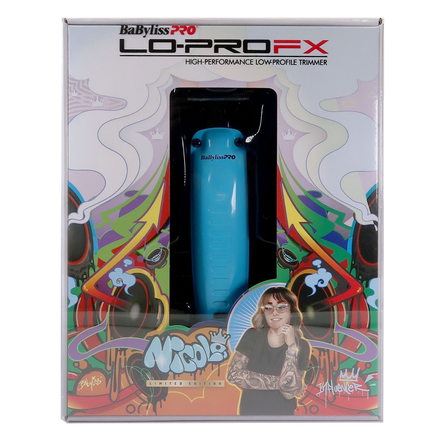 BaByliss Pro Influencer Limited Edition LO-PROFX Cordless Clipper (Nicole Renae) #FX825BI + Cordless Trimmer (Nicole Renae) Blue #FX726BI