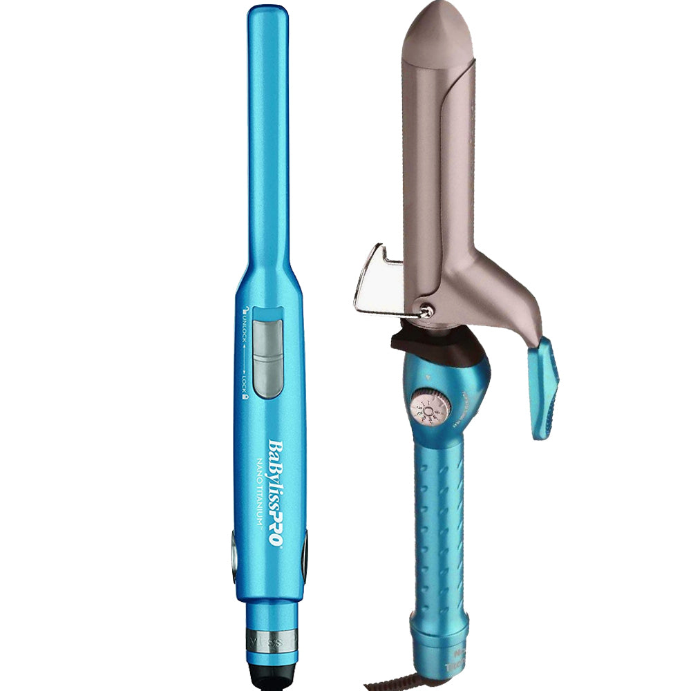 BaByliss PRO Nano Titanium 1 1/4" Spring Curling Iron BNT125S and ½ ” Ultra-Sleek Ionic Straightener BNT4171TUC