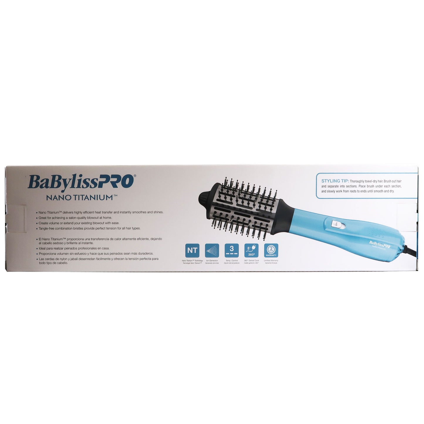 BaByliss Pro Nano Titanium Oval Ionic Hot Air Brush - 2-1/2" #BNTHB250