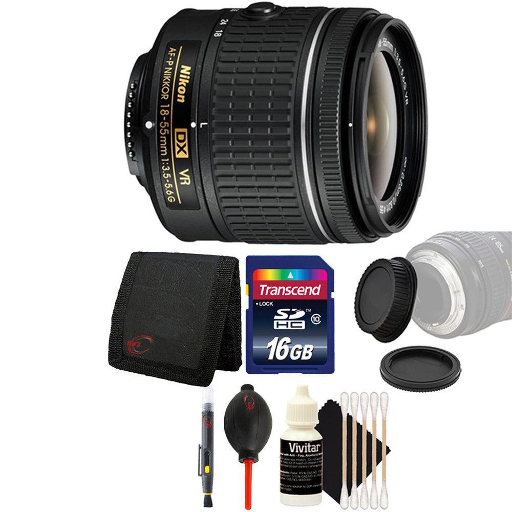 Nikon 18-55mm f/3.5-5.6G VR AF-P DX Zoom-Nikkor Lens with Accessories for Nikon DSLR Cameras