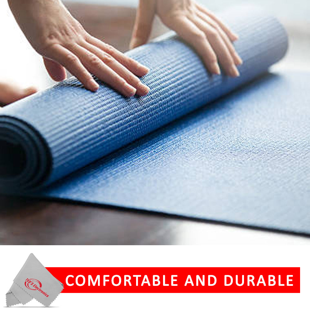 Vivitar PFV8277 5mm High Density Foam Exercise Roll Up Mat Slip Resistant Surface Blue for Yoga Exercises