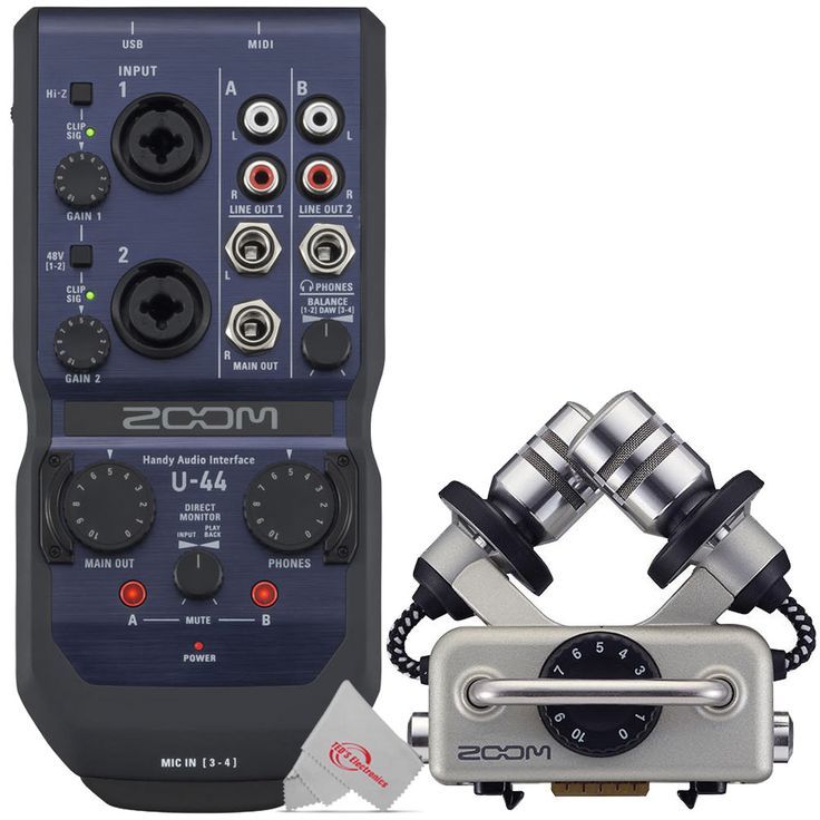 Zoom U-44 Portable 4x4 USB Handy Audio / MIDI Interface + Zoom XYH-5 - X/Y Microphone Capsule for Zoom H5 and H6 Field Recorders