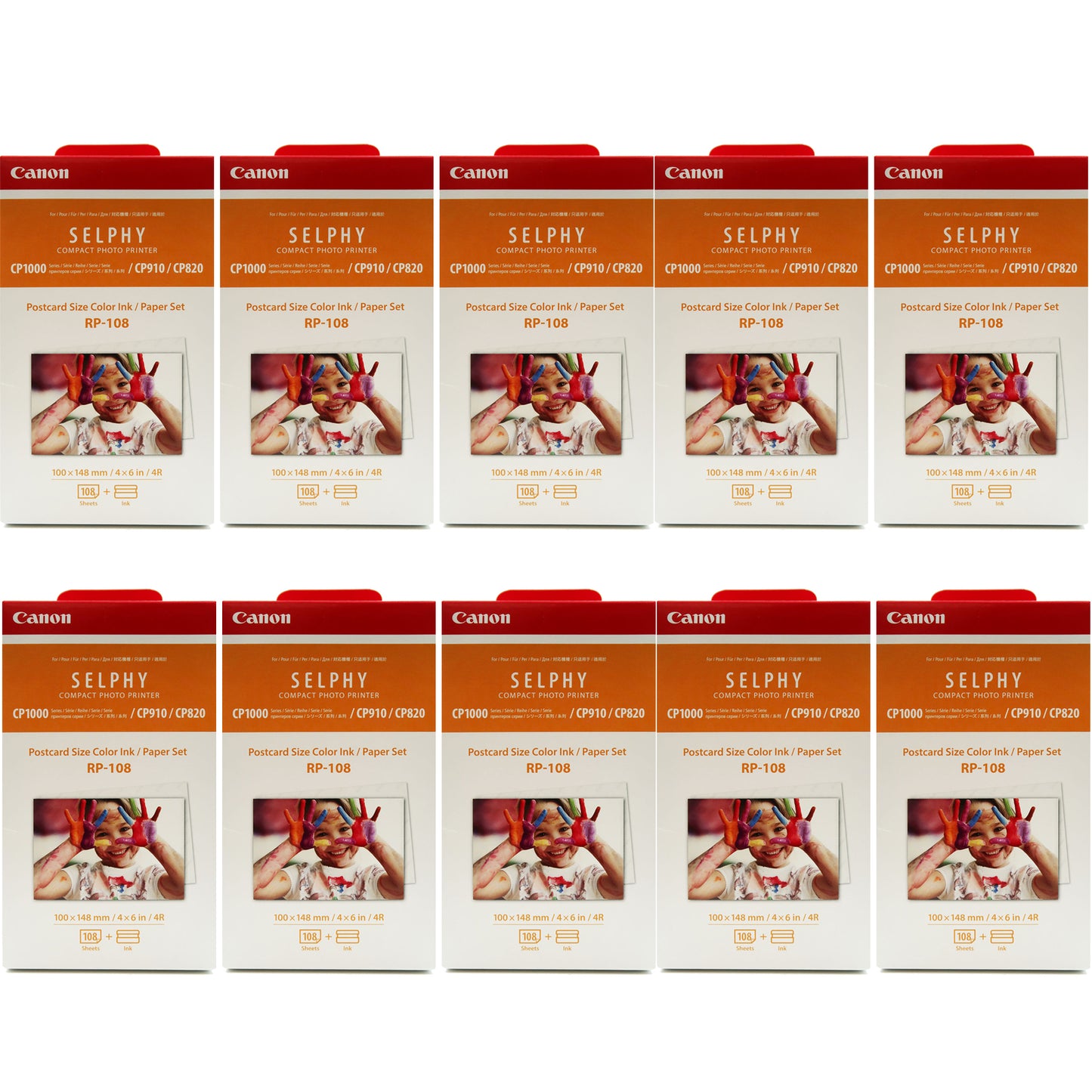 10 Packs Canon RP-108 High-Capacity Color Ink/Paper Set for SELPHY CP910 Printer