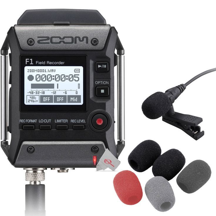 Zoom F1-LP 2-Input / 2-Track Portable Digital Handy Multitrack Field Recorder with Lavalier Microphone + Zoom WSL-1 Windscreen for LMF-1 / LMF-2 Lavalier Microphone
