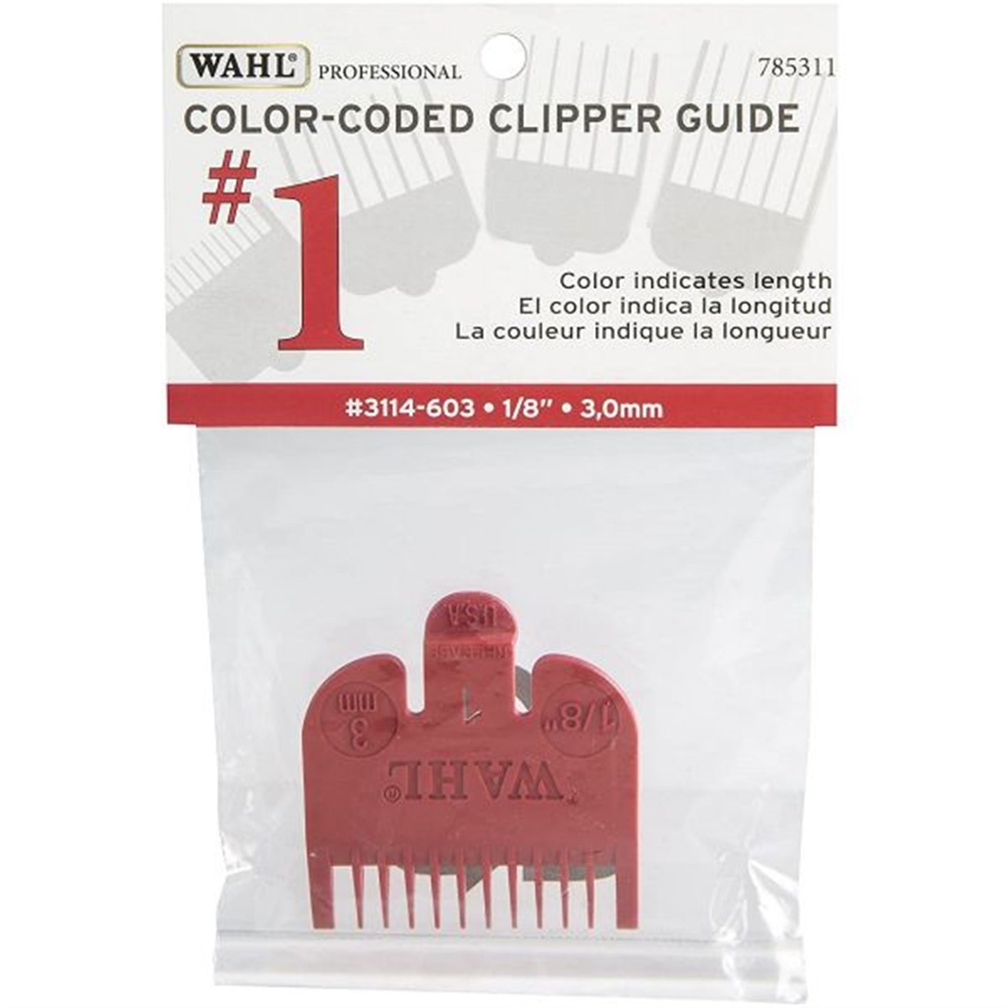 Wahl Color-Coded Clipper Guide #1 - 1/8" Red #3114-603