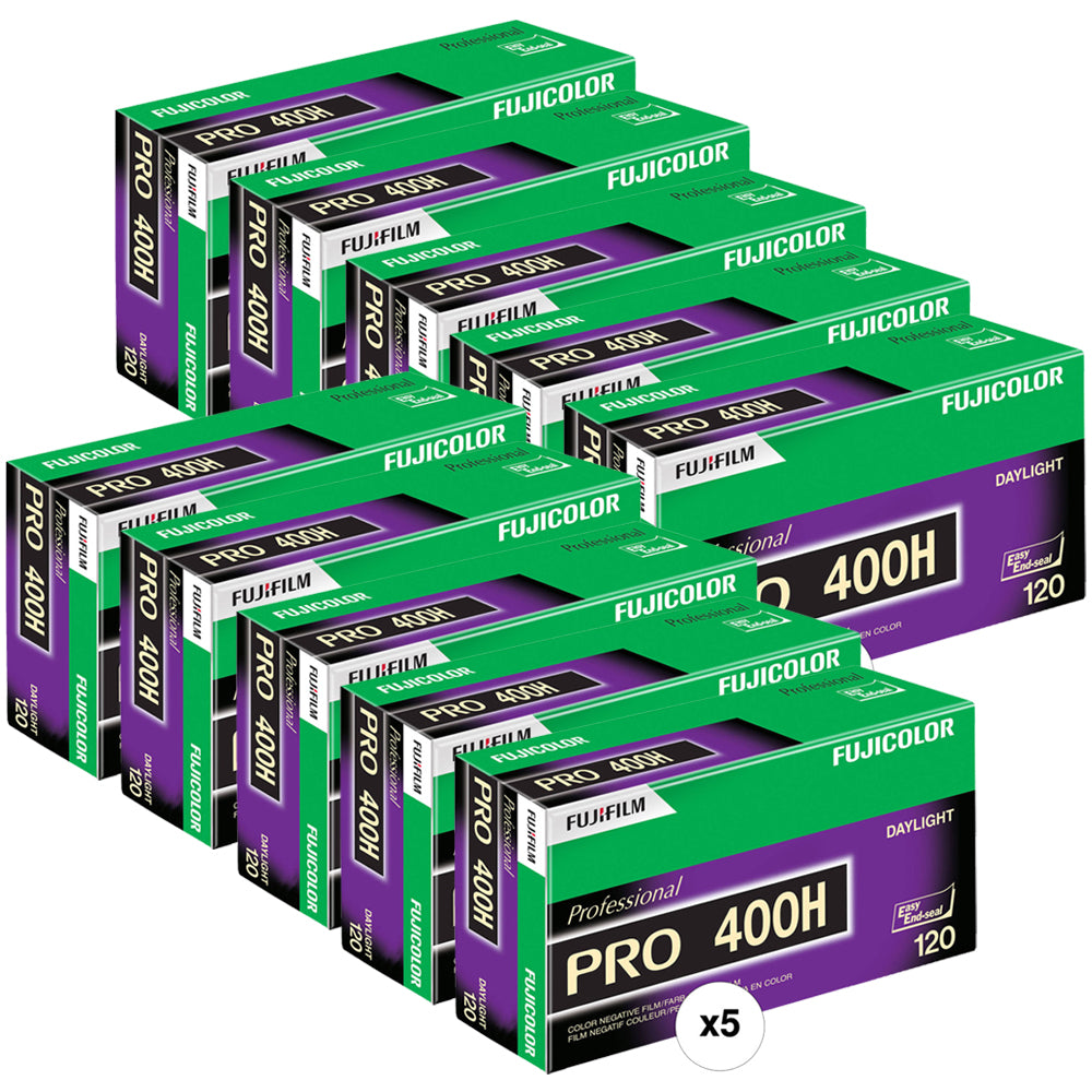 10x FUJIFILM Fujicolor PRO 400H Professional Color Negative Film - 120 Roll Film, 5 Pack