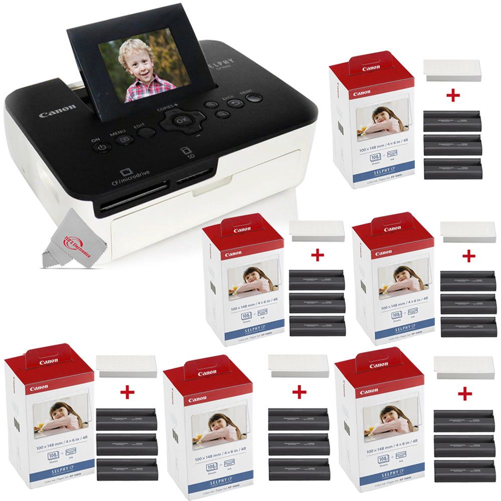 Canon Selphy CP1000 Compact Color Paper Packs Colored Printer 4x6 + 6 3115B000 Photo Set Ink