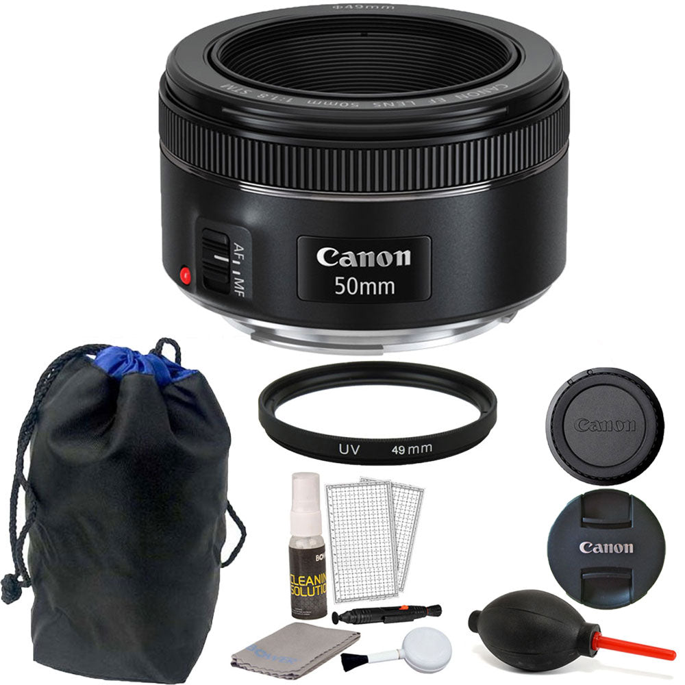 Canon EF 50mm f/1.8 STM Lens with Accessories for Canon DSLR Cameras