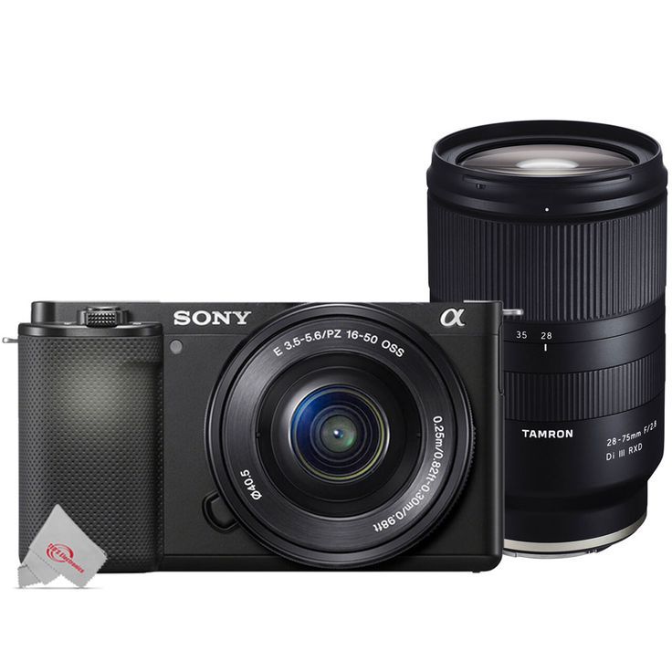 Sony ZV-E10 Flip-Out Touchscreen LCD Mirrorless Camera with 16-50mm, Tamron 28-75mm Di III Lens
