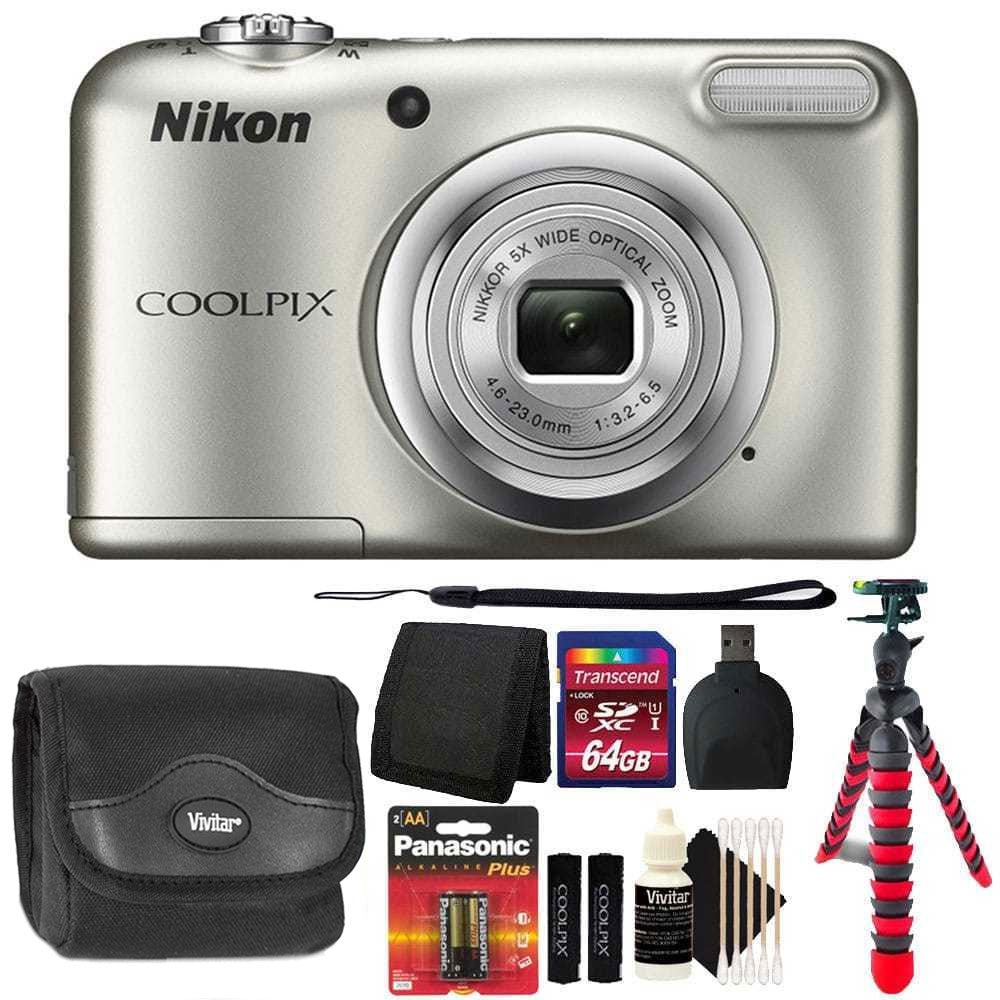 Nikon COOLPIX A10 16.1MP Compact Digital Camera Silver with Accessory Bundle