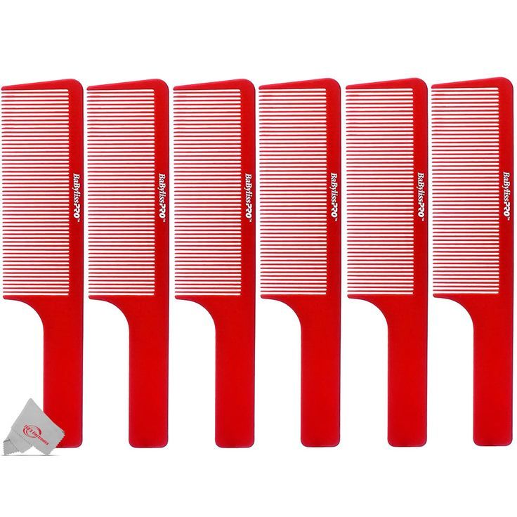 Six Pieces BaBylissPRO Barberology 9 Inch Clipper Comb Red