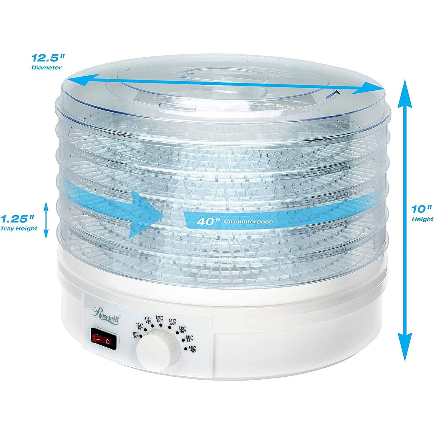 Rosewill RHFD-15001 Countertop Portable Electric Machine Food Fruit Dehydrator | 95-158°F | 350W