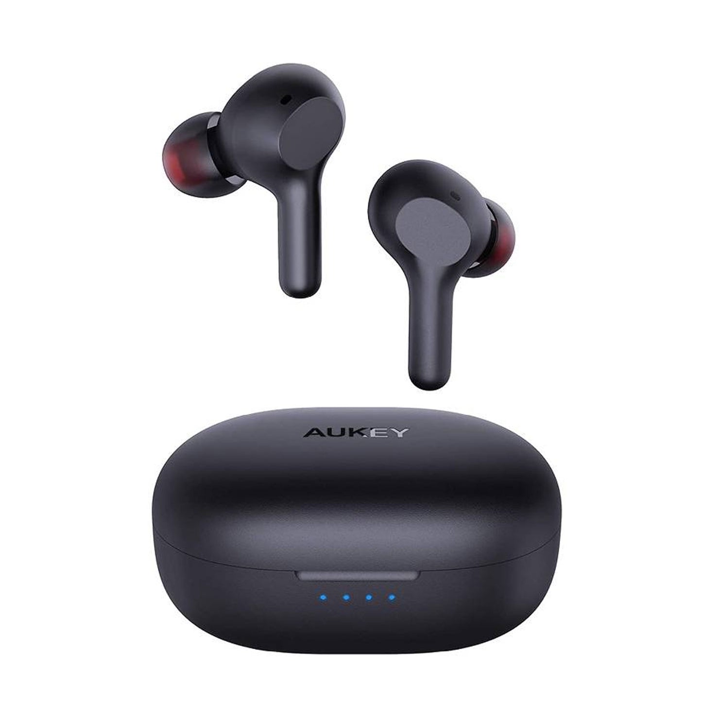 AUKEY True Wireless Earbuds Hi-Fi Stereo Bluetooth 5 Headphones 25-Hour Playtime One-Step Pairing IPX5 Waterproof Earphones with USB-C Quick Charging Case for iPhone and Android Black EP-T25