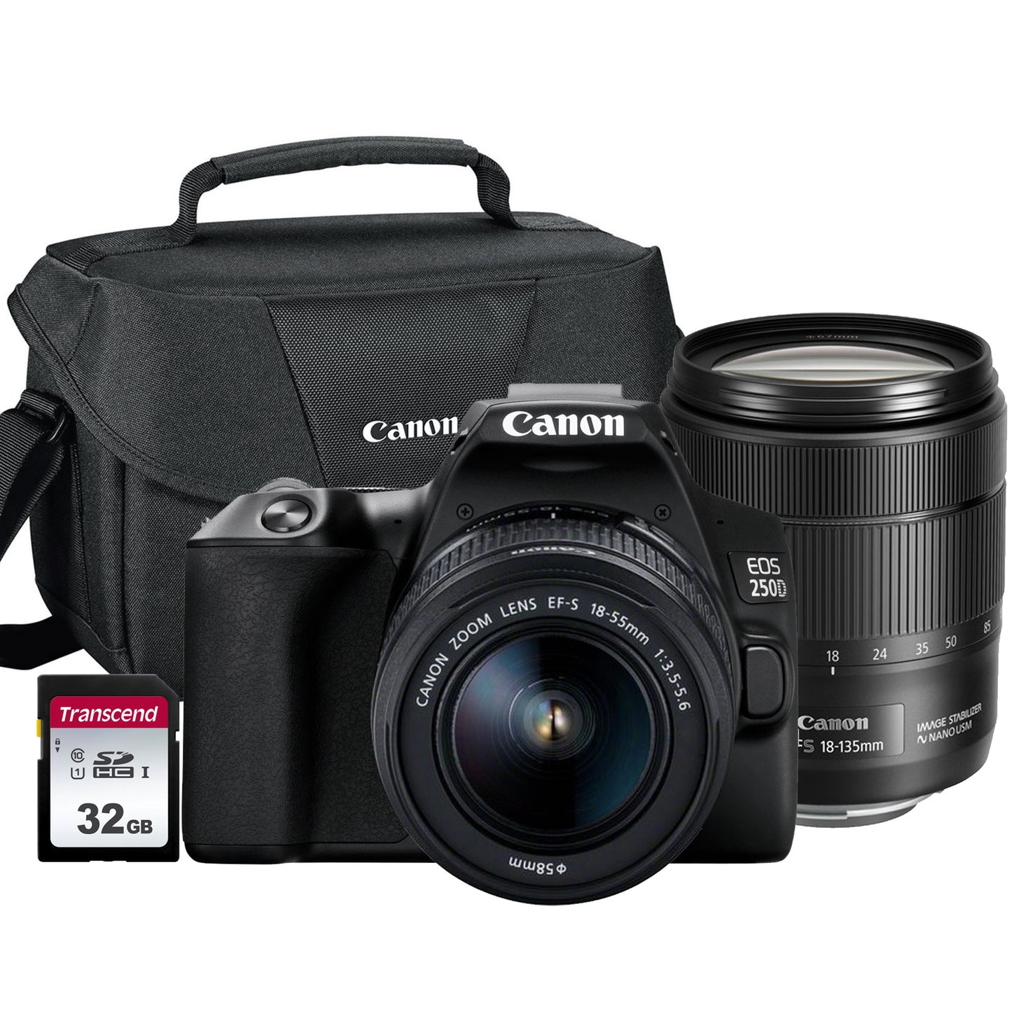 Canon EOS 250D Digital SLR Camera with 18-55mm and 18-135mm IS USM Lens Starter Kit