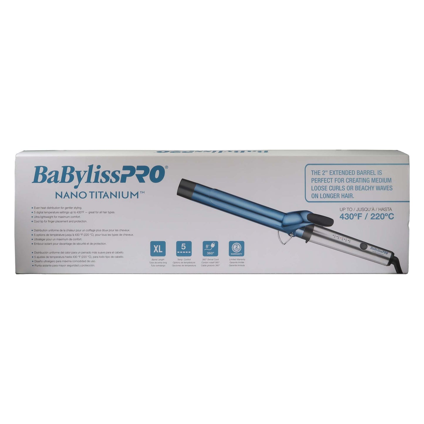 BaByliss Pro Nano Titanium Extended Barrel Curling Iron - 1" BNTW100XLUC with BaBylissPRO Nano Titanium Extended Barrel Curling Iron BNTW125XLUC