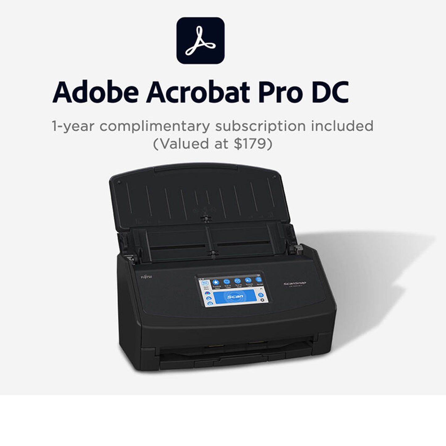 Fujitsu ScanSnap iX1600 Deluxe Color Duplex Document Scanner with Adobe Acrobat DC Pro 1 year complimentary subscription included (Value at $179)