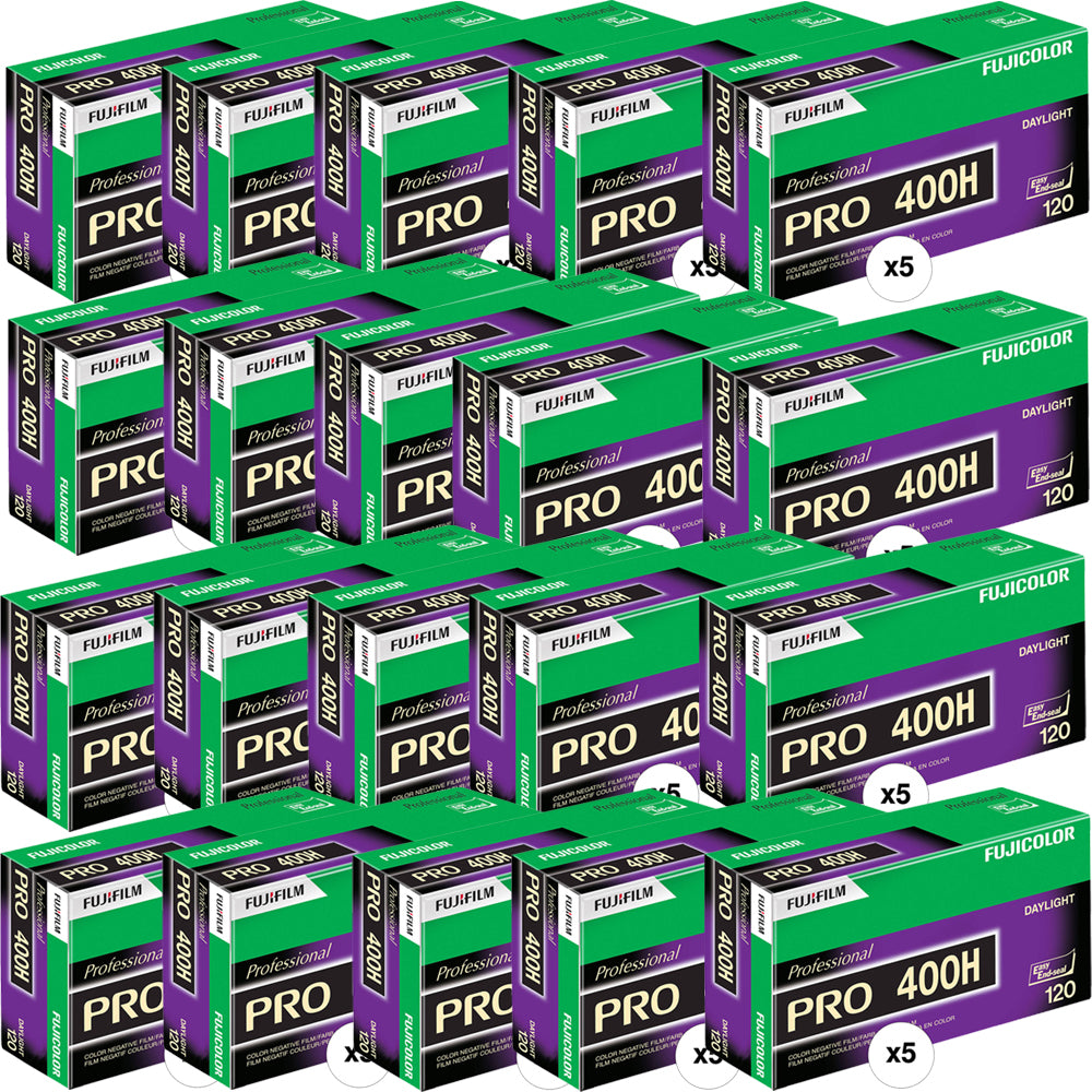 20x FUJIFILM Fujicolor PRO 400H Professional Color Negative Film - 120 Roll Film, 5 Pack