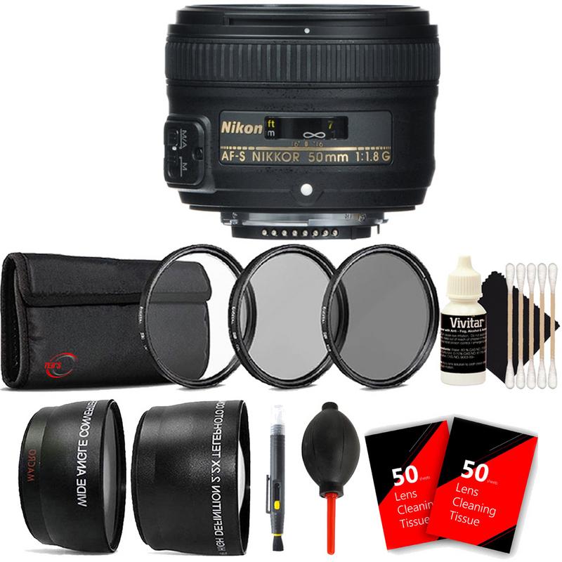 Nikon AF-S NIKKOR 50mm f/1.8G Lens with Accessory Kit For Nikon DSLR Cameras with Accessories