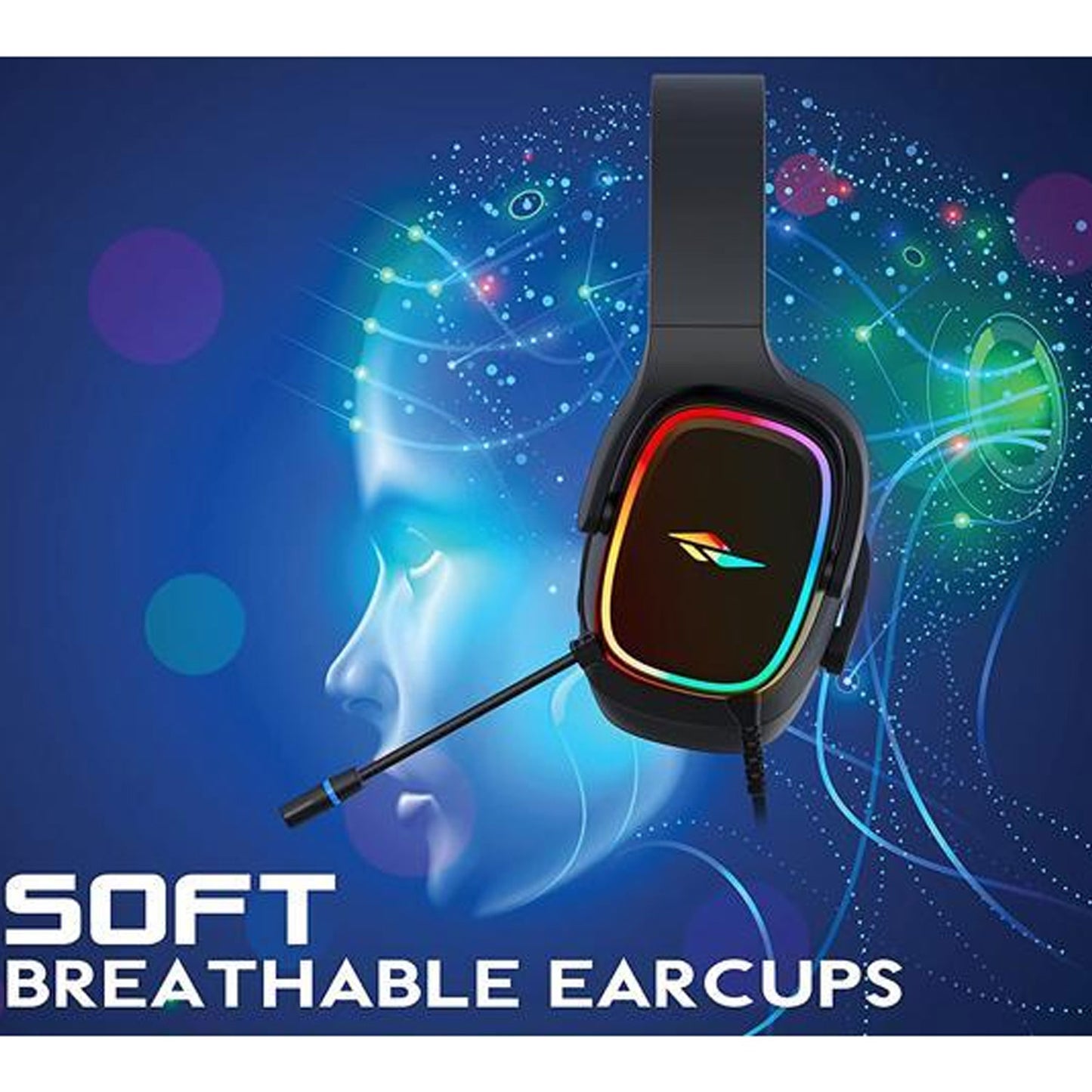 Rosewill SAROS C150XS 7.1 Surround Sound USB Pro Gaming Headset, 50mm Full Spectrum Driver, Noise Reduction Microphone, In-Line Controls, Dynamic RGB Backlighting, For PS4, PS5, PC, Laptop, mobile