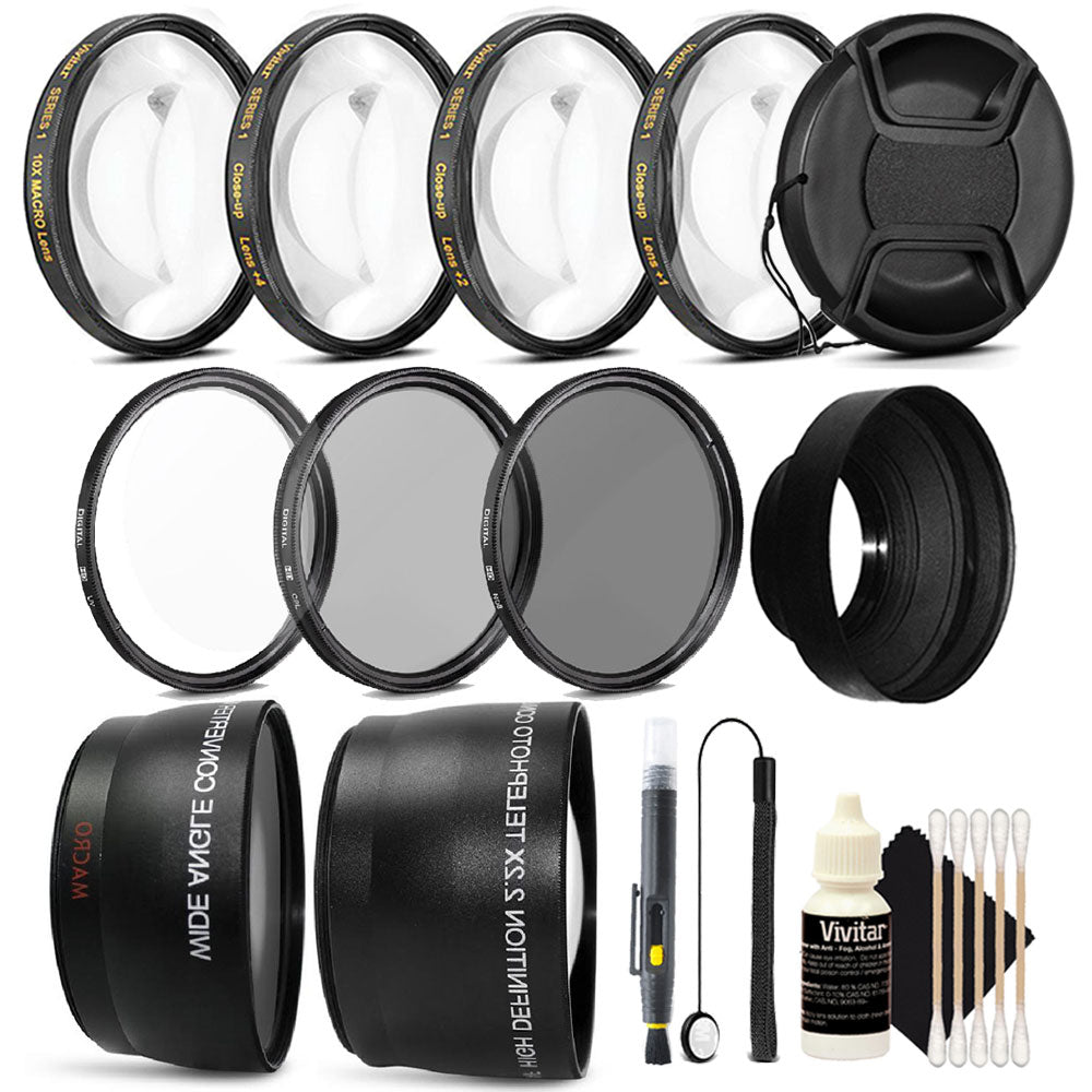 Fisheye Wide Angle Lens & Telephoto Lens for 58MM Canon Rebel T6i T5i T4i T3i T2i T4 + Macro Kit + UV CPL ND8 Lens Kit + Rubber Hood + Lens Cap + Cap Holder + 3pc Cleaning Kit