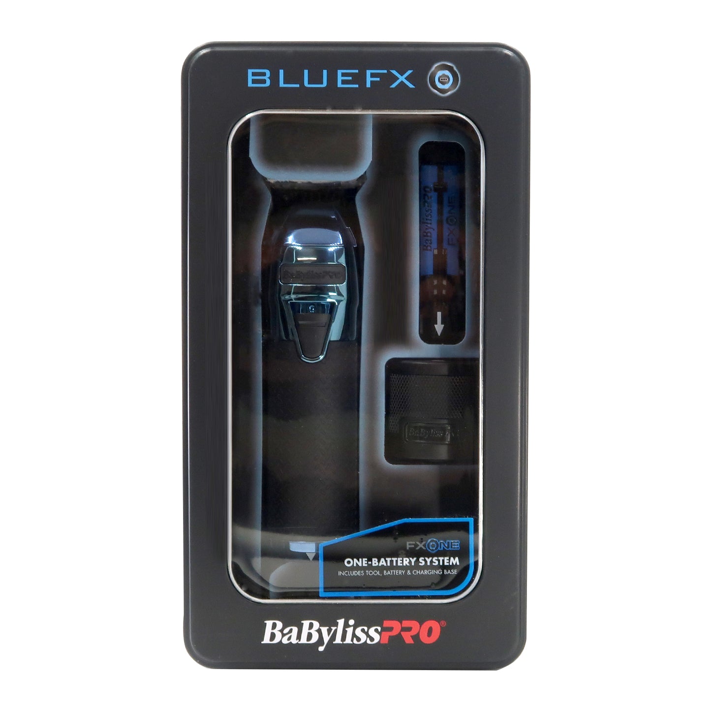 BaByliss Pro FXONE BLUEFX All-Metal Interchangeable-Battery Trimmer FX799BL with BaByliss Pro FOILFX02 Cordless Metal Double Foil Shaver FXFS2B