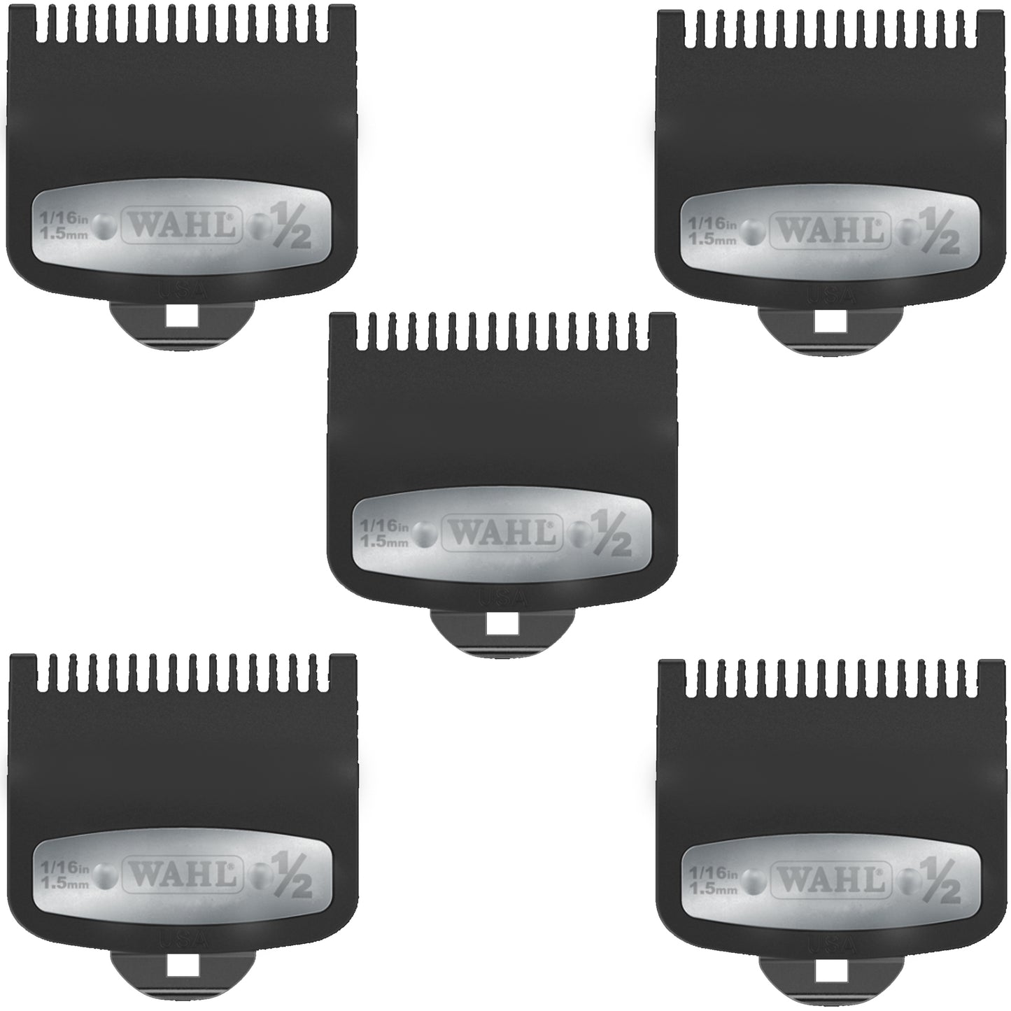 5 Packs Wahl Professional #1/2 Premium 1/16" Cutting Guide with Metal Clip #3354-1000 - Fits All Wahl Vibrator Clippers