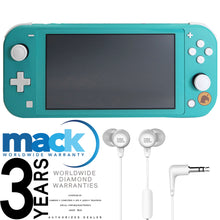 Nintendo Switch Lite Console (Turquoise) with Animal Crossing Game: Timmy & Tommy’s Aloha Edition and JBL C50HI In-Ear Headphones White + 3yr Worldwide Diamond Waranty for Portable Electronic Devices Under $250