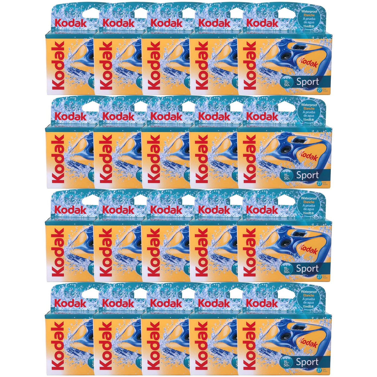20x Kodak Water and Sport One-Time Use Disposable Camera (ISO-800) Waterproof (50'/15 m) 35mm - 27 Exposures