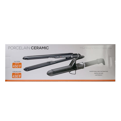 BaByliss Pro Porcelain Ceramic Limited Edition Straightening Iron 1" and Spring Curling Iron 1¼" Styling Set #BPCPP6UC