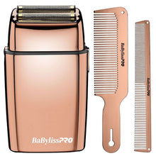 BaByliss Pro FOILFX02 Cordless Metal Double Foil Shaver Rose Gold with Metal Comb Set
