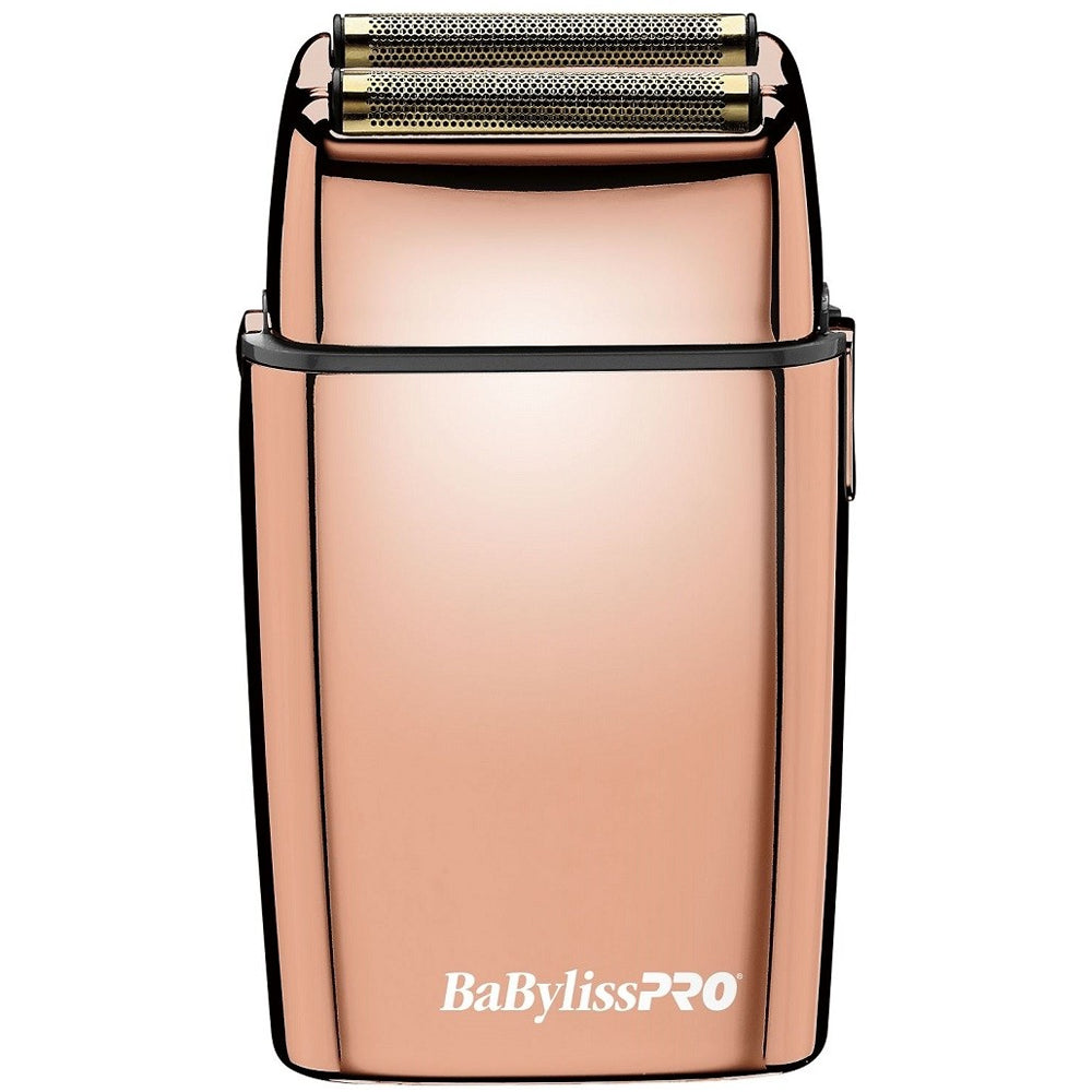 BaByliss Pro FOILFX02 Cordless Metal Double Foil Shaver Rose Gold with Metal Comb Set