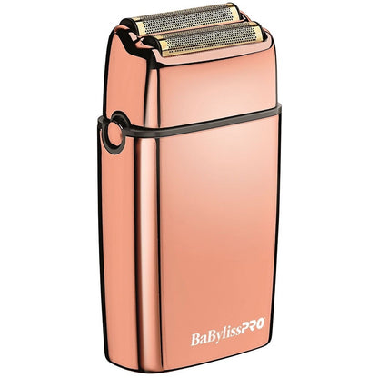 BaByliss Pro FOILFX02 Cordless Metal Double Foil Shaver Rose Gold with Metal Comb Set