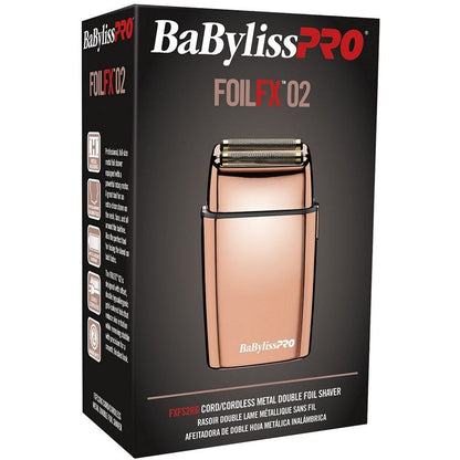 BaByliss Pro FOILFX02 Cordless Metal Double Foil Shaver Rose Gold with Metal Comb Set