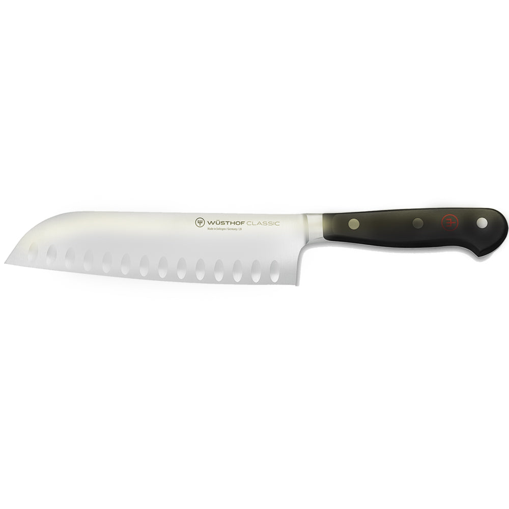 Wusthof Classic 6" Cleaver Knive, Black + Wusthof Classic 7" Hollow Edge Santoku Kitchen Knife