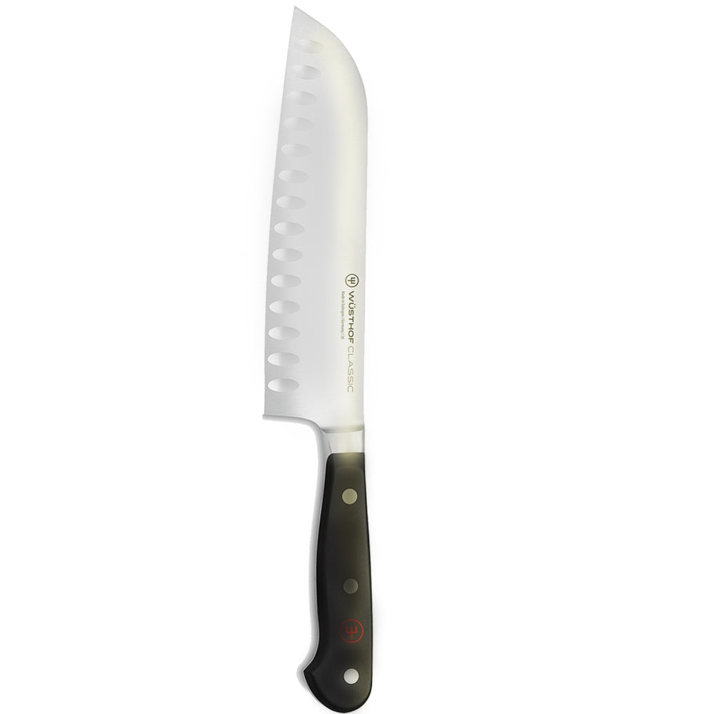 Wusthof Classic 6" Cleaver Knive, Black + Wusthof Classic 7" Hollow Edge Santoku Kitchen Knife