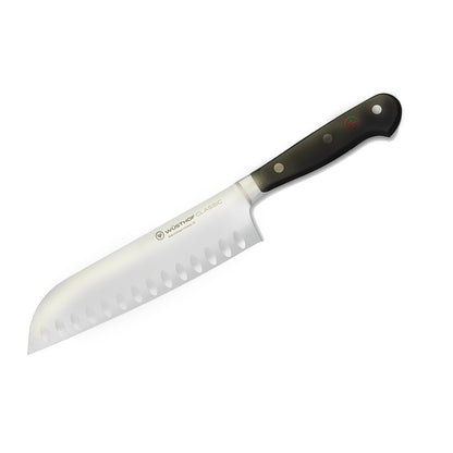 Wusthof Classic 6" Cleaver Knive, Black + Wusthof Classic 7" Hollow Edge Santoku Kitchen Knife