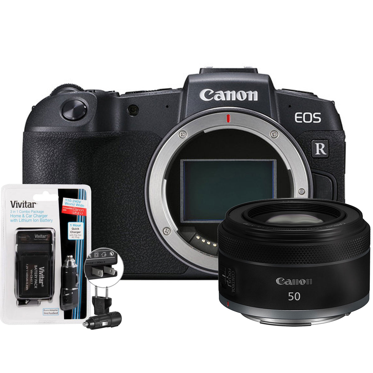 Canon EOS RP Mirrorless Camera with RF 50mm f/1.8 STM Lens and Replacement Battery & Charger