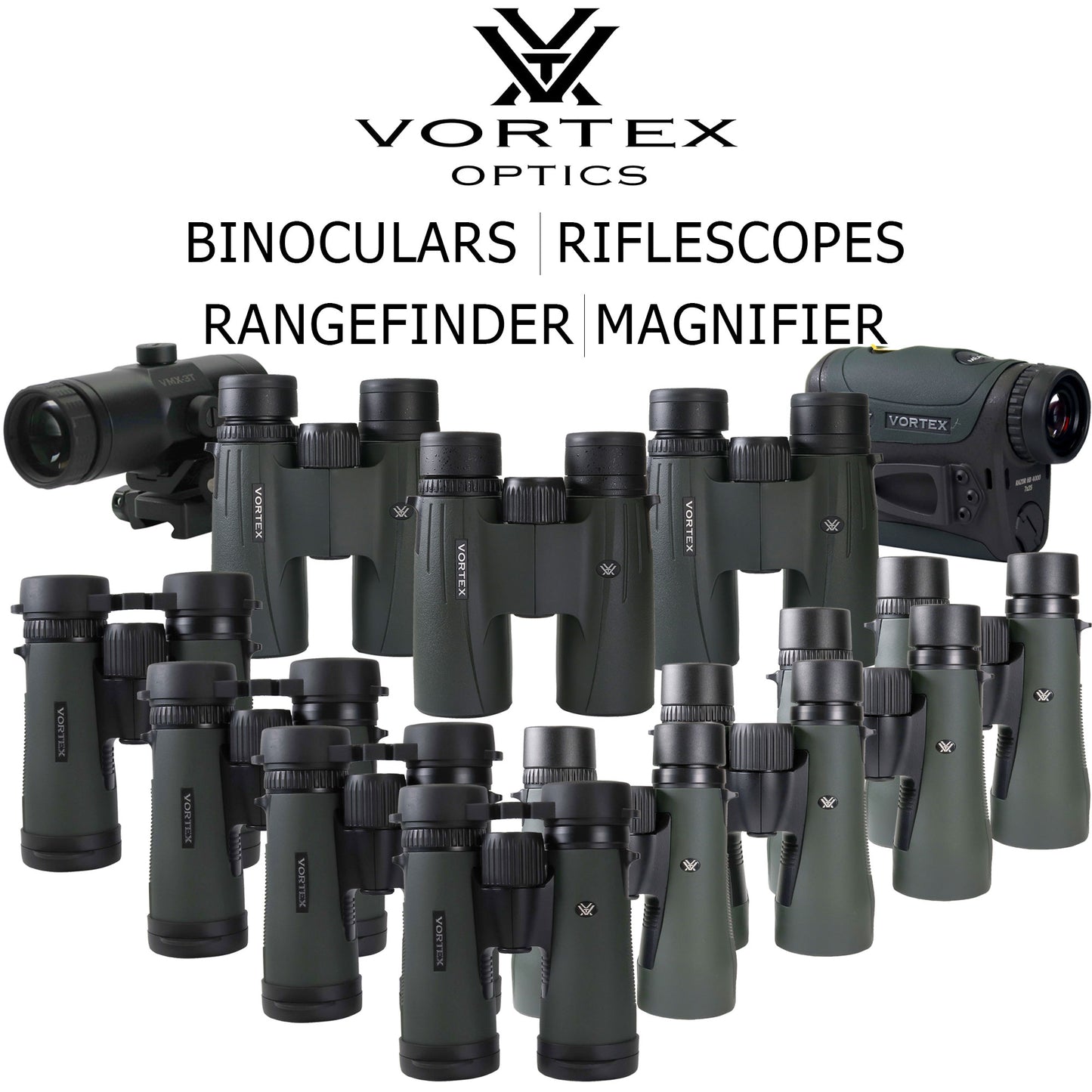 Vortex Diamondback HD and Viper Binoculars, Riflescope, Rangefinder, Magnifier