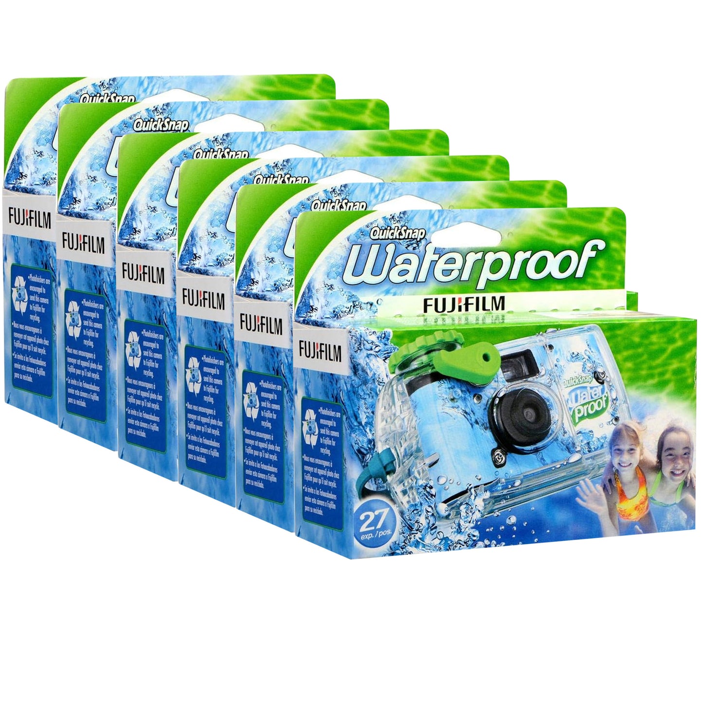 6x Fujifilm QuickSnap 800 Waterproof One-Time Use Disposable 35mm Camera - 27 Exposures