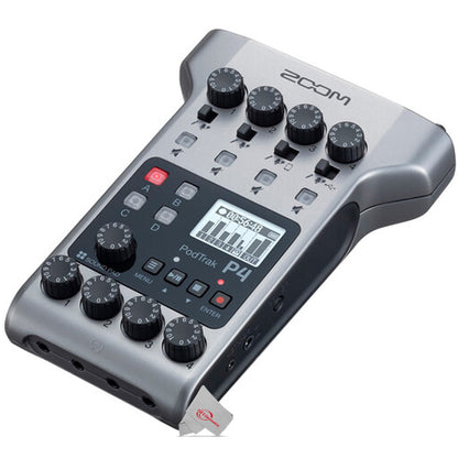 Zoom PodTrak P4 Portable Multitrack Podcast Recorder with 2x Vidpro Professional Wired XLR Lavalier Microphone XM-L2 for Pro Audio Equipment with XLR Input