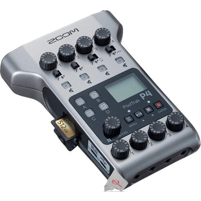 Zoom PodTrak P4 Portable Multitrack Podcast Recorder with 2x Vidpro Professional Wired XLR Lavalier Microphone XM-L2 for Pro Audio Equipment with XLR Input