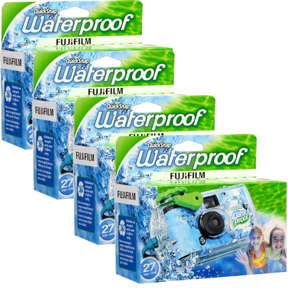 4x Fujifilm QuickSnap 800 Waterproof One-Time Use Disposable 35mm Camera - 27 Exposures
