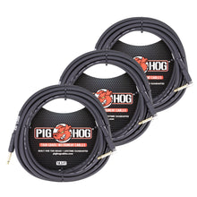 3x Pig Hog Tour Grade 18.5ft 1/4"-1/4" Cables - Straight to Right Angle