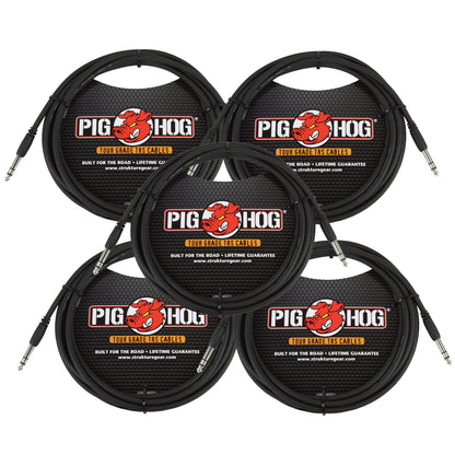 5x Pig Hog 10ft 1/4" TRS - 1/4" TRS Cable