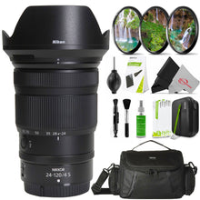 Nikon NIKKOR Z 24-120mm f/4 S Lens (Nikon Z) with Vivitar 77mm UV CPL ND8 Filter Kit Multi-Coated HD Lenses and DSLR Gadget Bag + Cleaning Kit