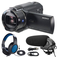 Sony FDR-AX43A UHD 4K Handycam Camcorder (Black) with Professional On-Camera Condenser Shotgun Video Microphone + Headset