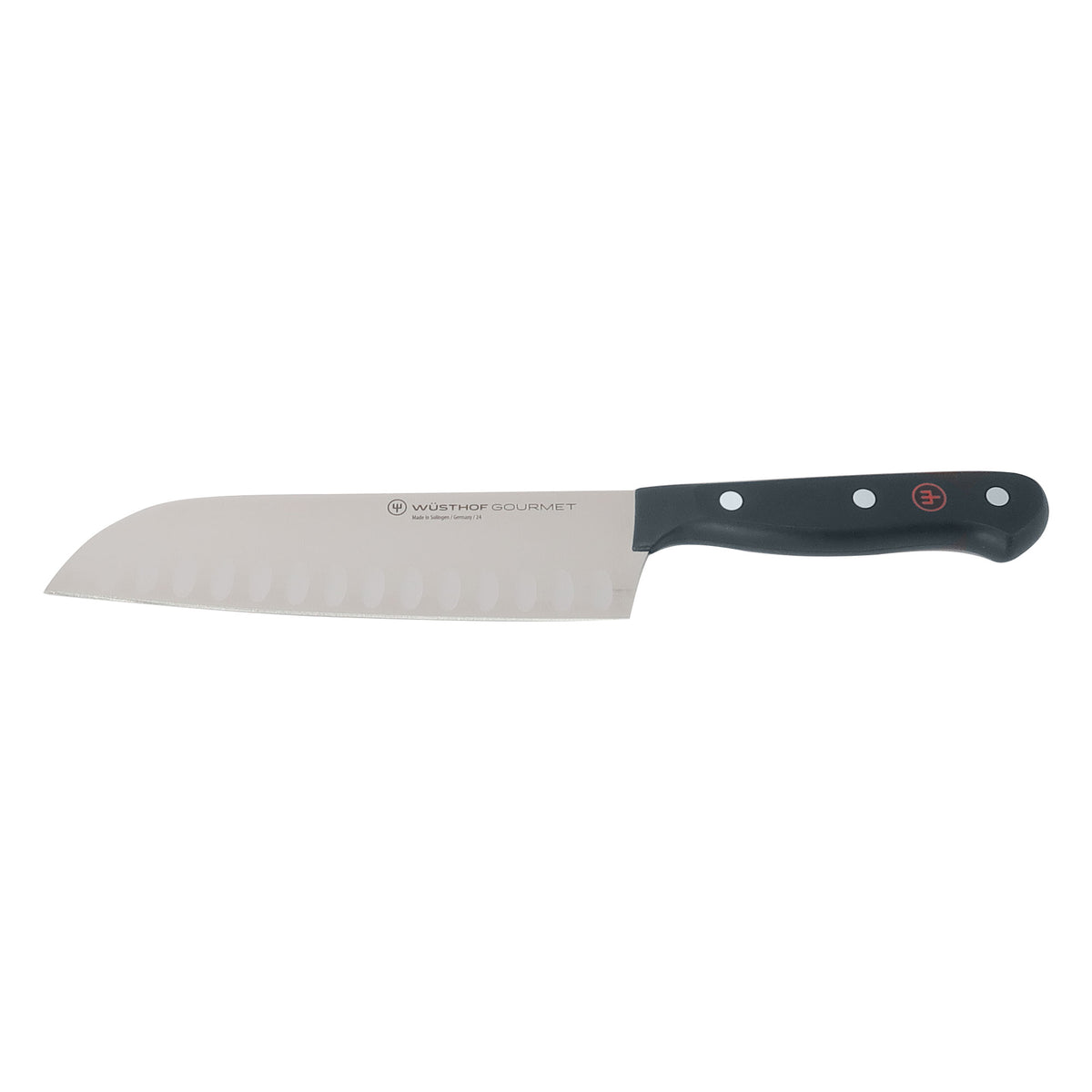 Wusthof Gourmet 7" Hollow Edge Santoku Knife, Black + Wusthof Gourmet 6" Chef's Knife