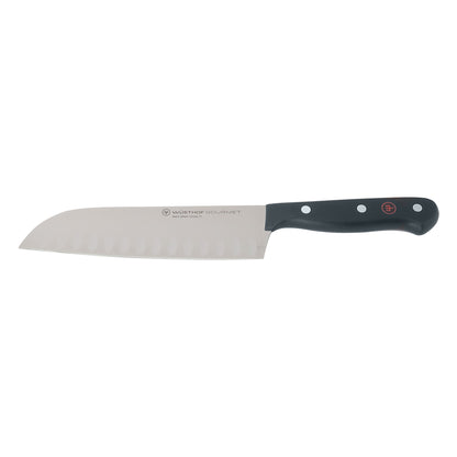 Wusthof Gourmet 7" Hollow Edge Santoku Knife, Black + Wusthof Gourmet 6" Chef's Knife