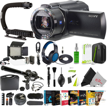 Sony FDR-AX43A UHD 4K Handycam Camcorder (Black) + Pro Broadcasting Bundle