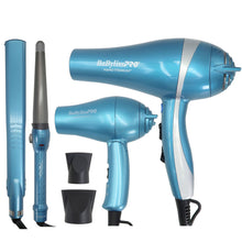 BaByliss Pro Nano Titanium Lightweight Ionic Dryer & Folding Travel Dryer BNTPP70 with Dual Ionic Flat Iron 1¼" BNT9125TUC and Conicurl Iron 1¼ - ¾" BNT125TB